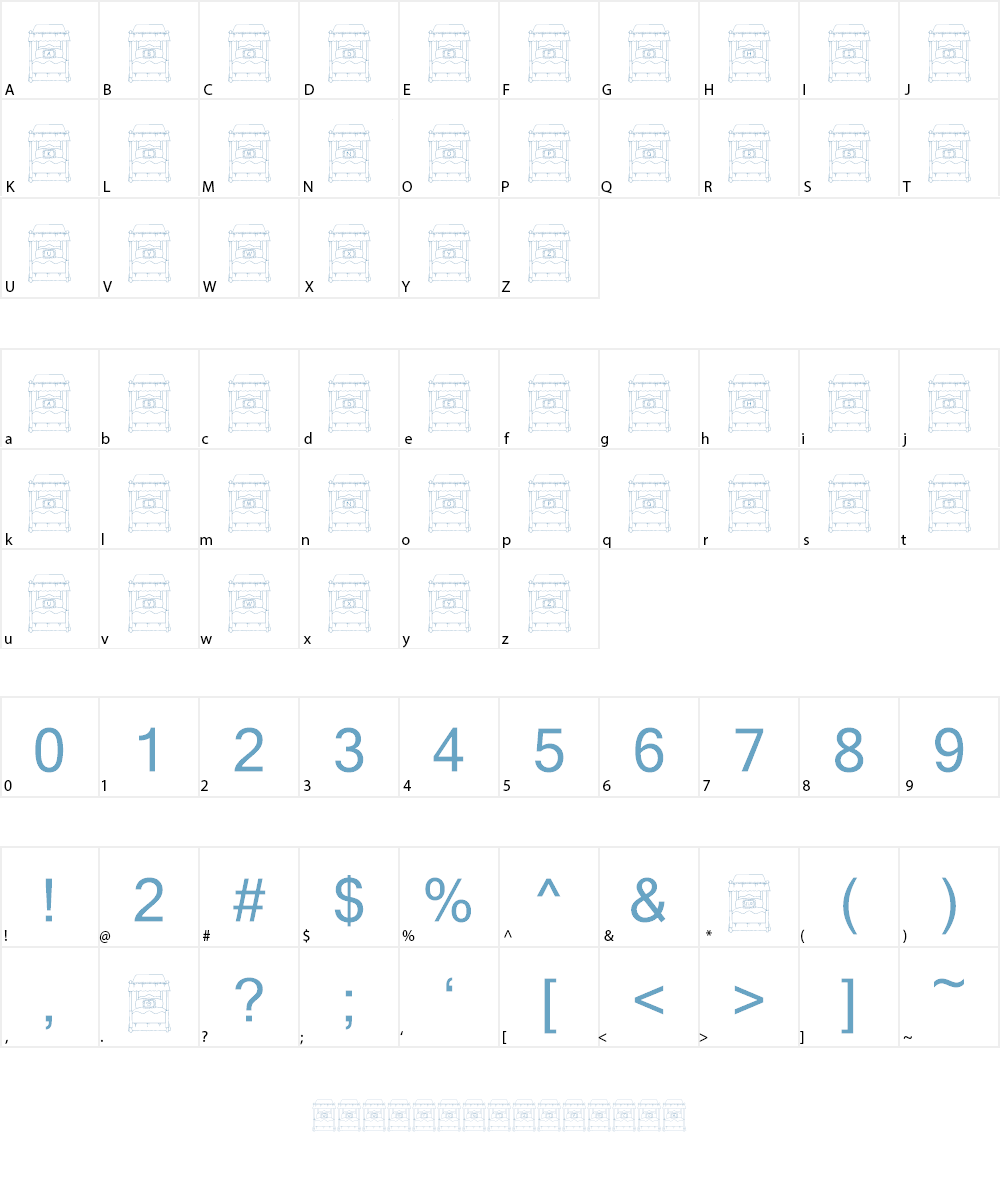 JLR Big Girl Bed Font Character